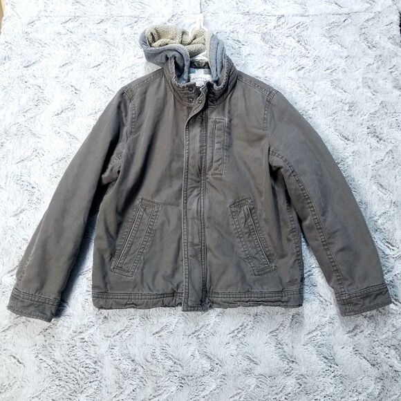 American Eagle Bomber Jacket Corduroy Mens Large Brown Hooded Full Zip - Picture 1 of 10